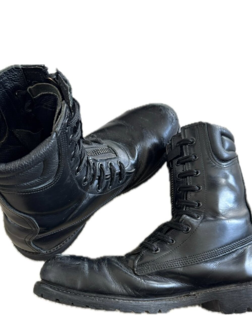 Firefighter Mens Boots, Full Leather, Vibram Sole, Zip and Lace Front, Sz 9 - Picture 11 of 13